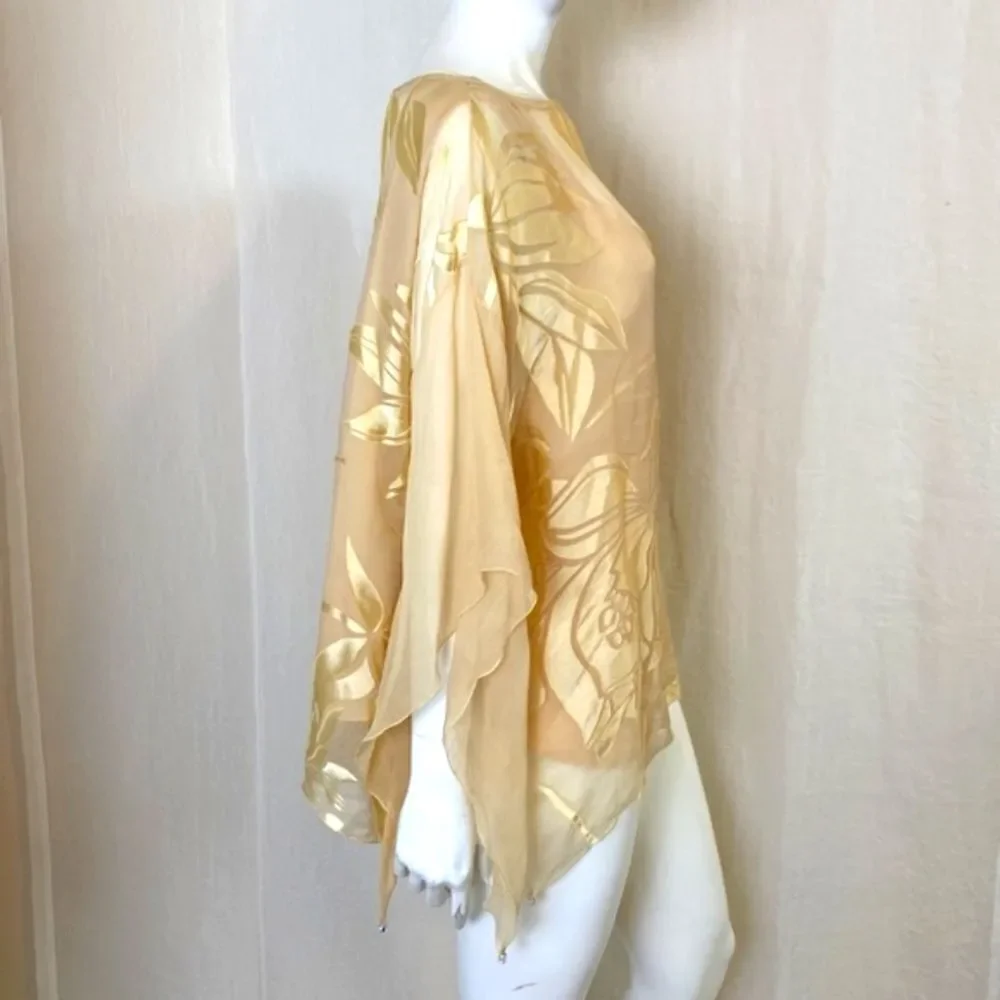Silk Flutter Tunic Top Silk Burnout and Tank Size 1X - Picture 2 of 8